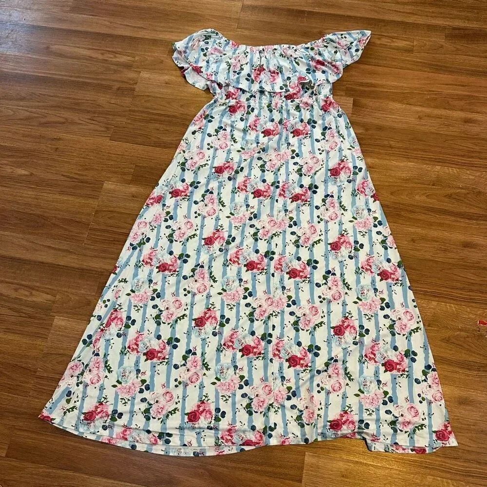 Ninexis Off the shoulder Floral Maxi dress Women Size Large - Picture 2 of 12